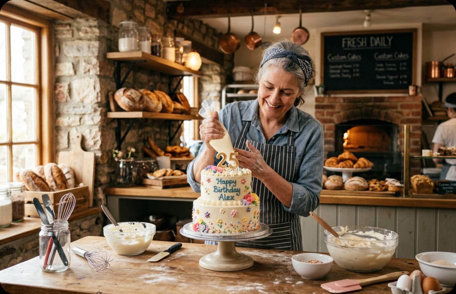 Baker with cake